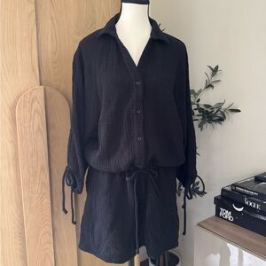 YFB Black Button-Up Romper - L